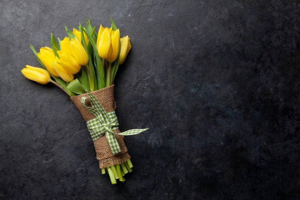 Yellow tulip flowers bouquet